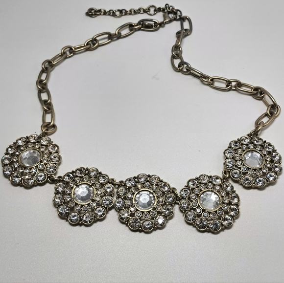 J. Crew Gold Tone Rhinestone Statement Necklace - Picture 3 of 5